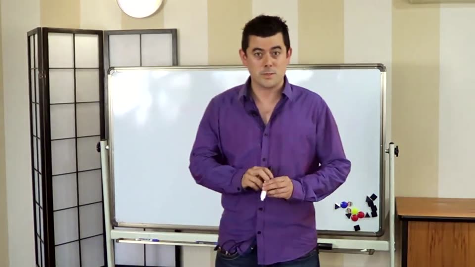 Mark Ling at the whiteboard, opening of the class